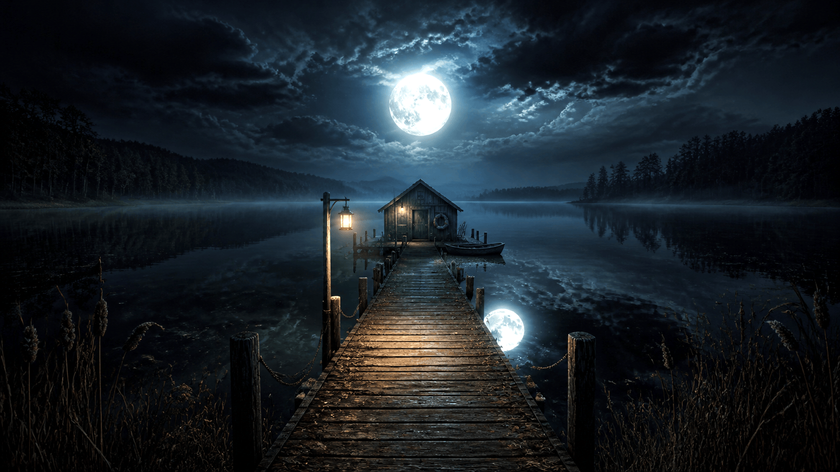 A stolen moon over the lake town